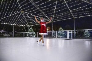 Girl skating on Christmas ice ink